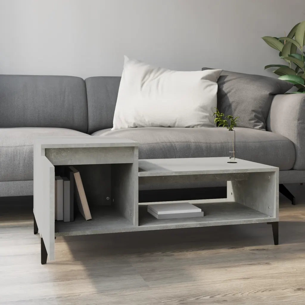 Tavolino Salotto Grigio Cemento 100x50x45 cm Legno Multistrato cod mxl 26317
