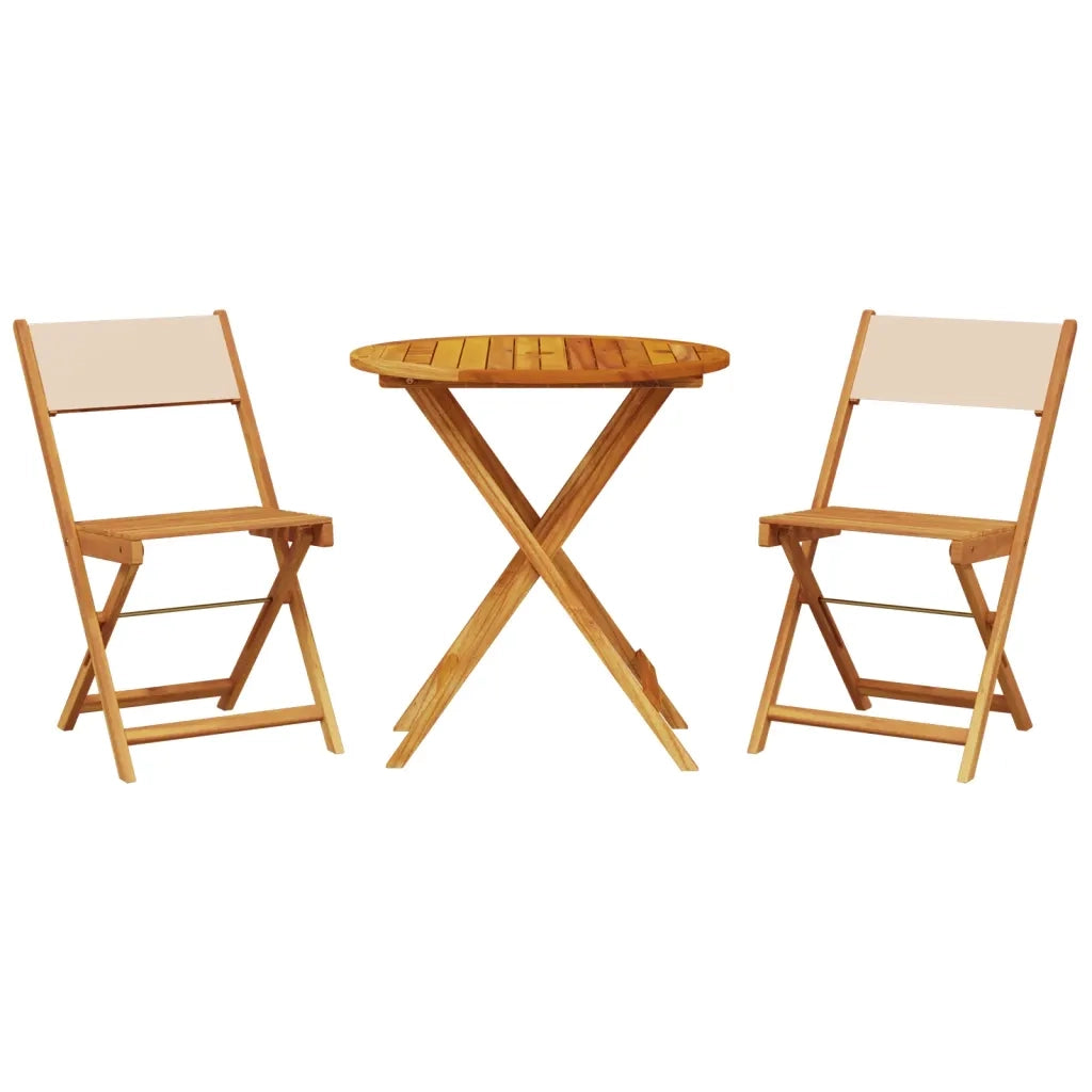 Set da Bistrot 3pz | Set Salotto da Giardino Beige in Tessuto e Legno Massello