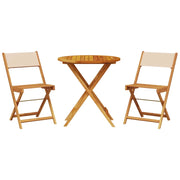 Set da Bistrot 3pz | Set Salotto da Giardino Beige in Tessuto e Legno Massello