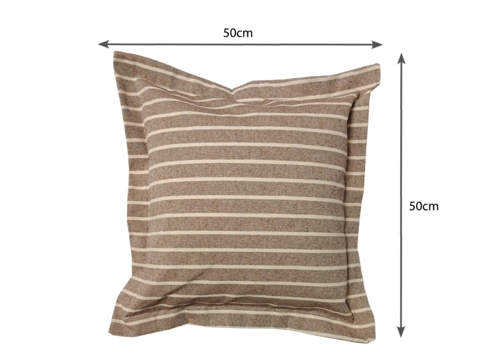 Federa Per Cuscino Arredo Casa Chiusura Zip Fodera Tinto Filo Rigate SV - 50x50 - Tortora