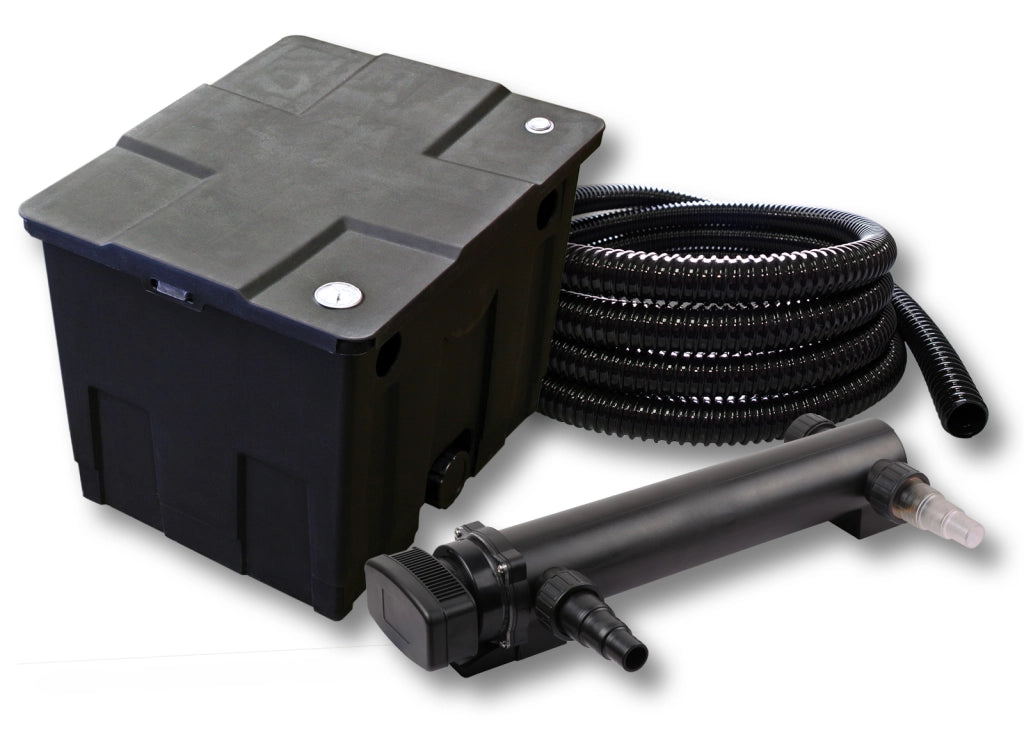 Set Filtro a 1 camera per laghetto 12000l con Chiarificatore UVC 36W 3ª serie Tubo 5 m