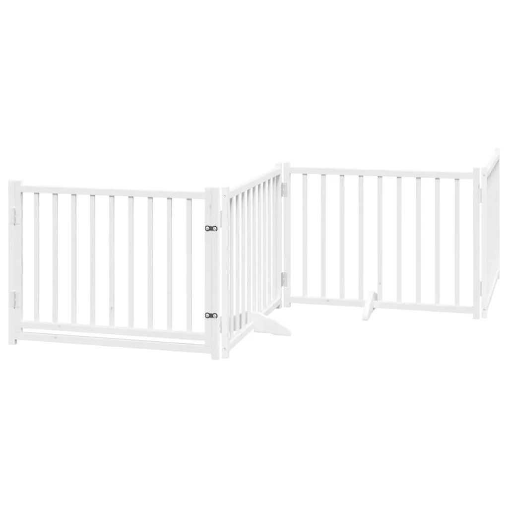 Cancelletto di sicurezza per animali domestici porta pieghevole 12 pannelli legno di pioppo bianco 02_0023133