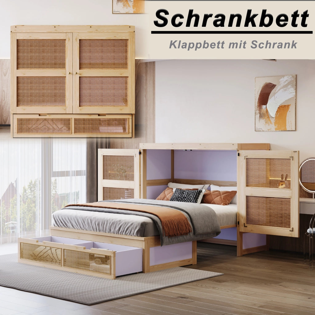 LETTO A SCOMPARSA 140x200 cm Legno colore naturale