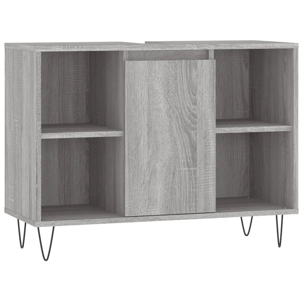 Mobiletto da bagno con vano contenitore 80 x 33 x 60 cm design industriale legno ingegnerizzato Sonoma grigio 02_0049061