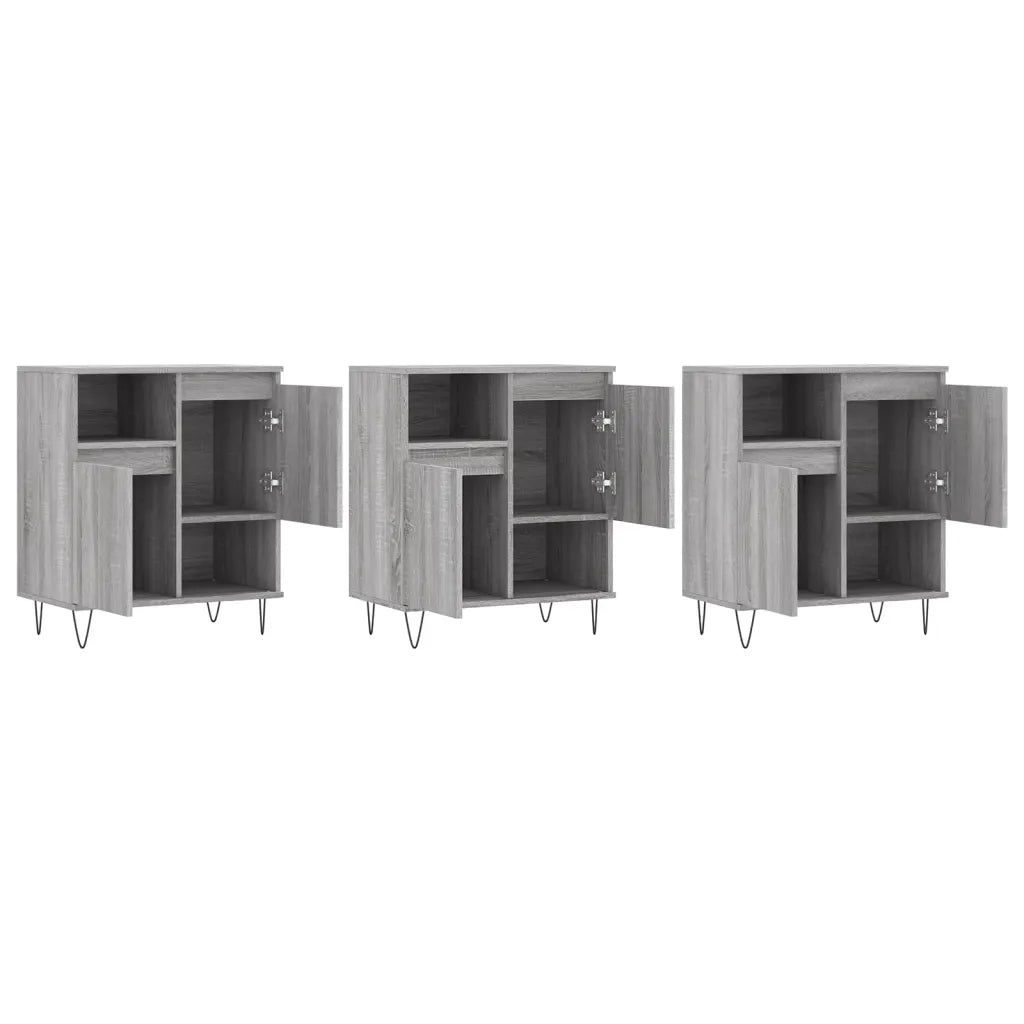 Credenze 3 pz Grigio Sonoma in Legno Multistrato 3190155