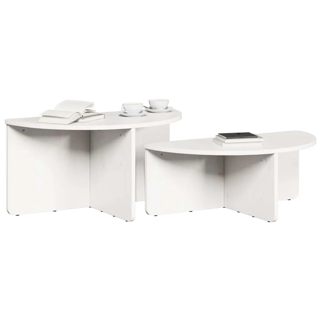 Tavolino da salotto 2 pcs Bianco Legno di pino massello 873536