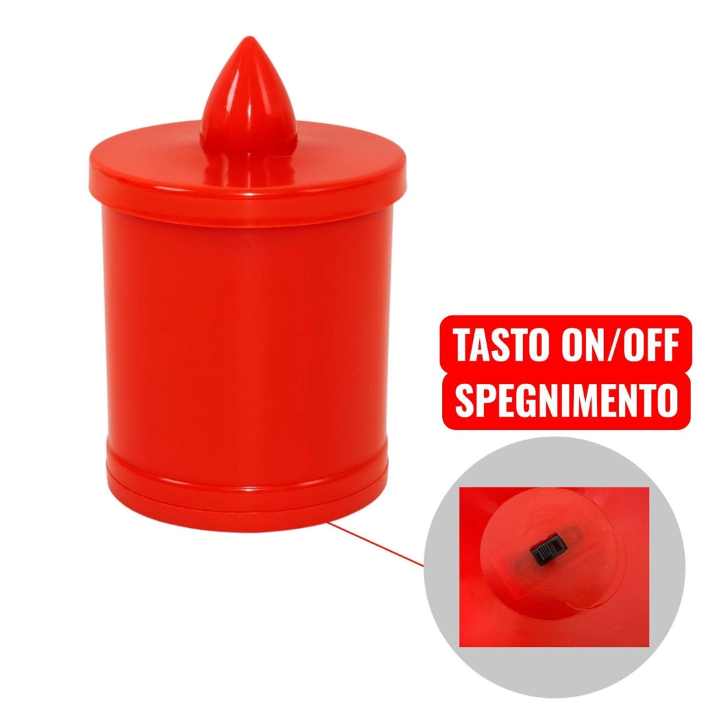 Lumino Votivo LED Rosso a Batteria | Candela Elettrica con Fiamma Viva Candela
