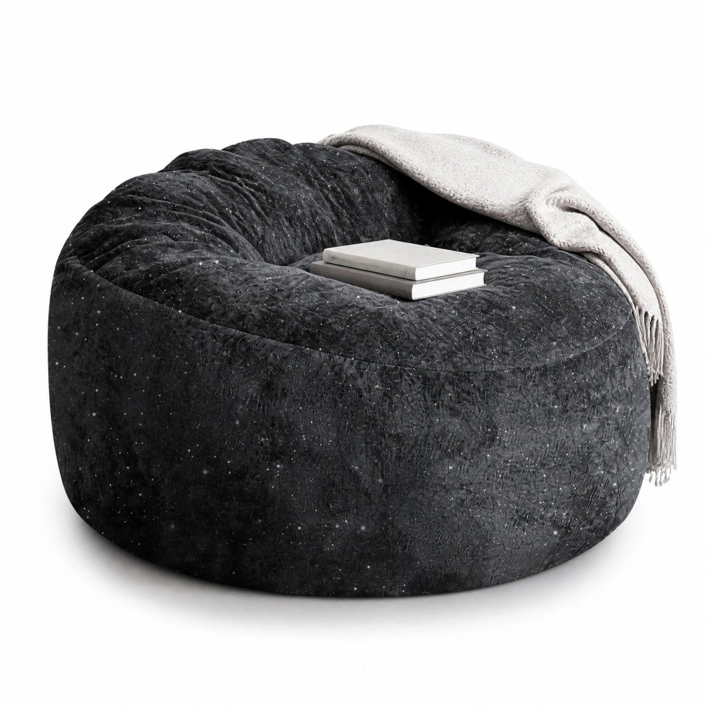 POLTRONA a sacco ergonomica 50 x 41 x 31 cm in flanella nera