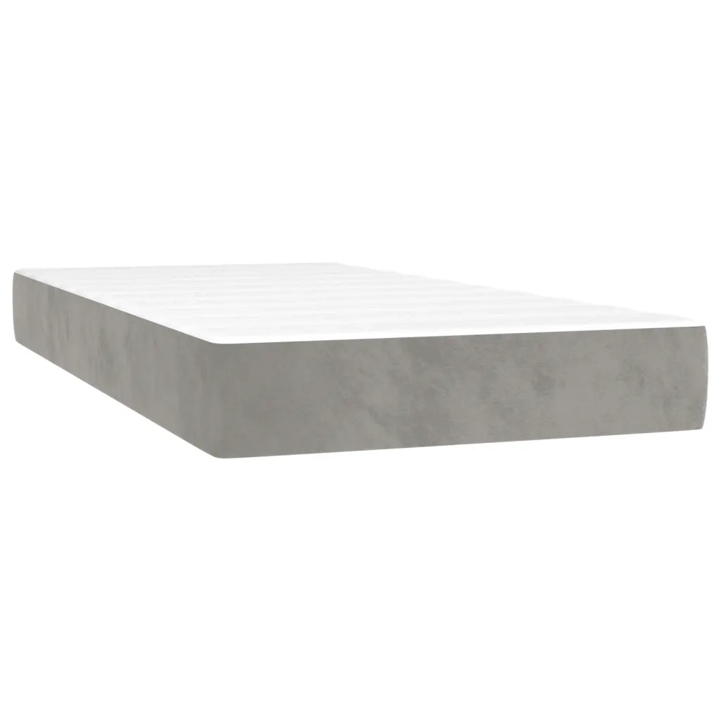 Letto a Molle Materasso e LED Grigio Chiaro 120x190 cm Velluto