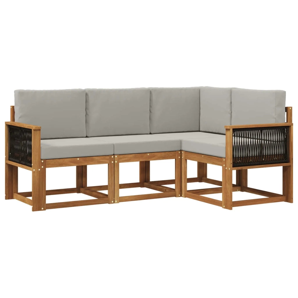 Set di divani da esterno 4 pcs Naturale e Grigio Chiaro