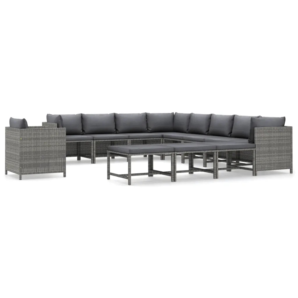 Set Divani da Giardino 12 pz con Cuscini in Polyrattan Grigio cod mxl 36222