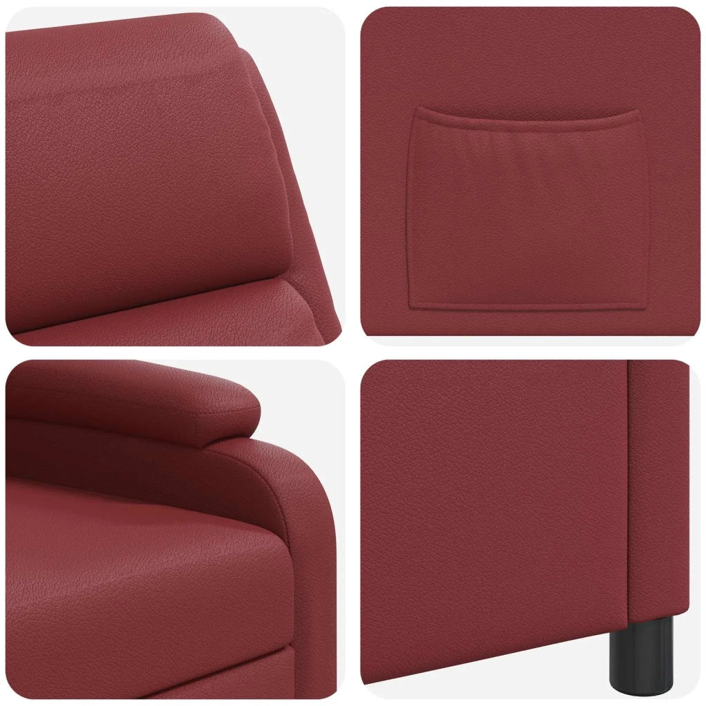 Divano Sedia-Poltrona reclinabile Rosso Vino Similpelle 302194