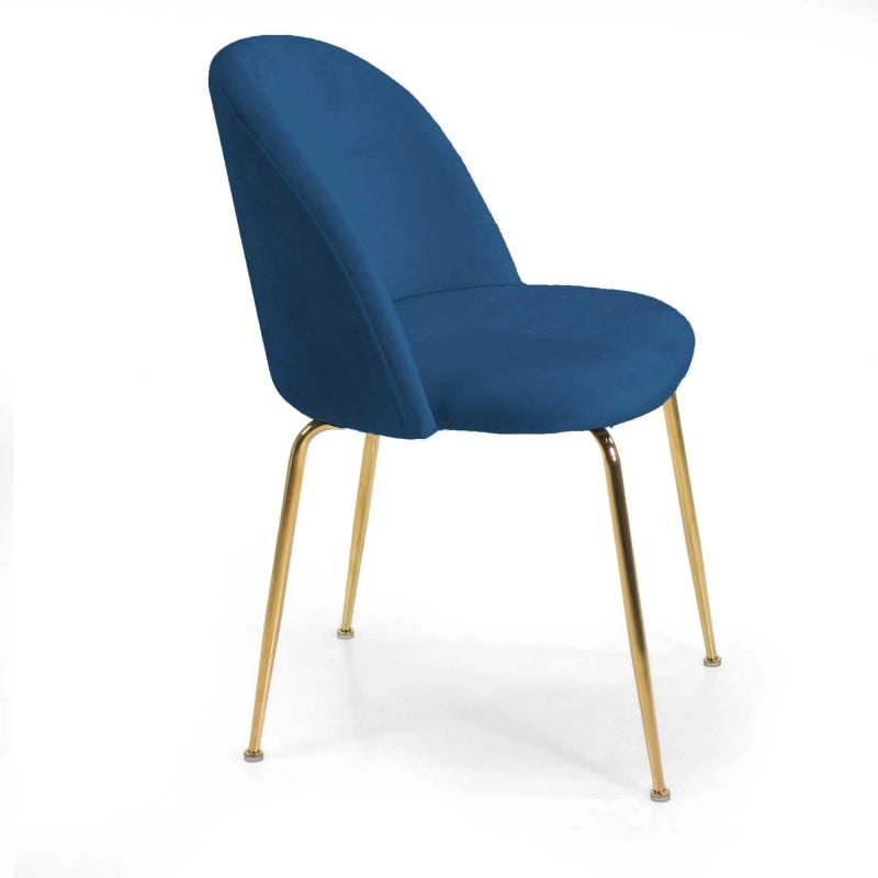 Sedia velluto Sammi blu struttura oro cm 50x57h47/77,5
