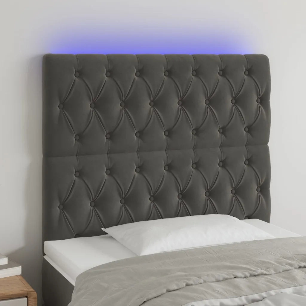 Testiera | Testata a LED GrigioScuro 90x7x118/128cm in Velluto