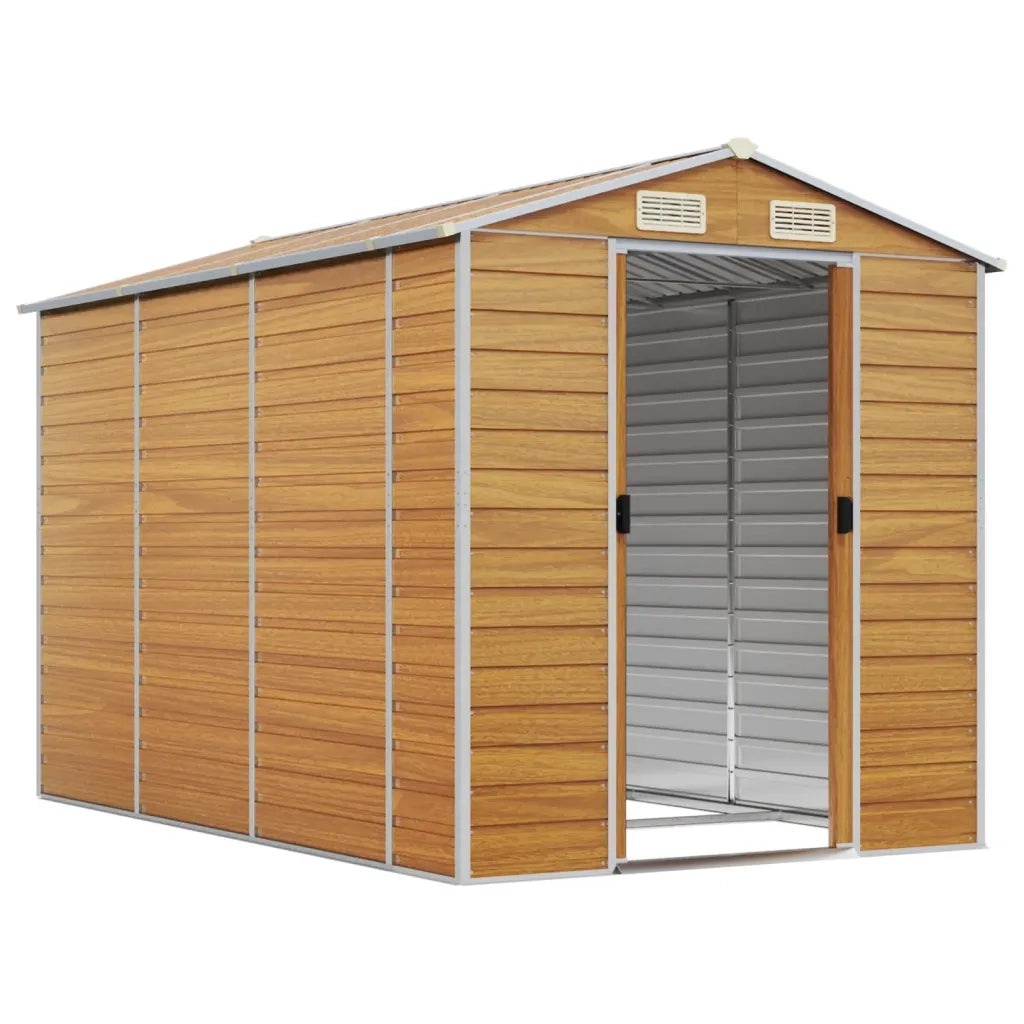 Casetta da giardino marrone chiaro 191x300x198 cm in acciaio zincato 3188277