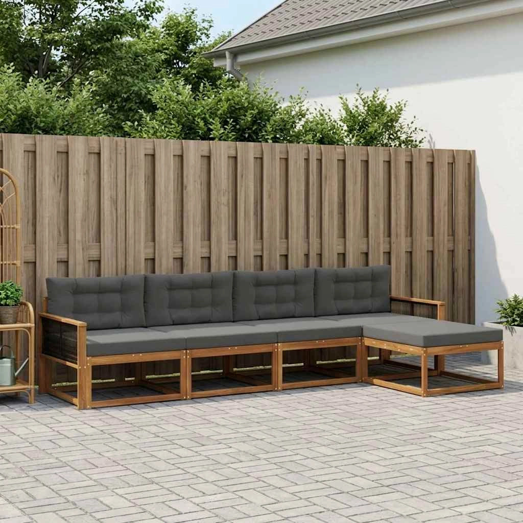 Set di divani da esterno 5 pz Naturale e Antracite 3382485