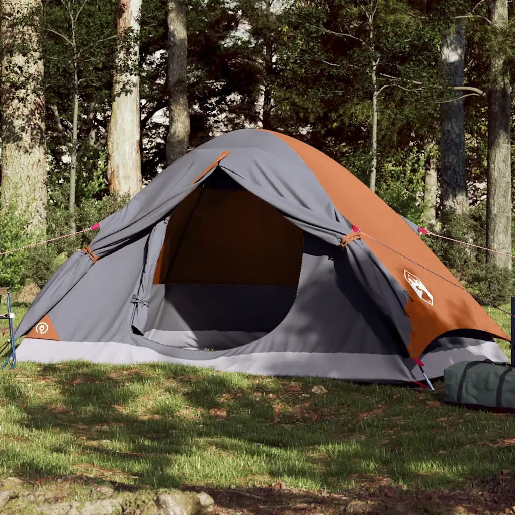Tenda da Campeggio a Cupola 2 Persone Grigio e Arancione 94645