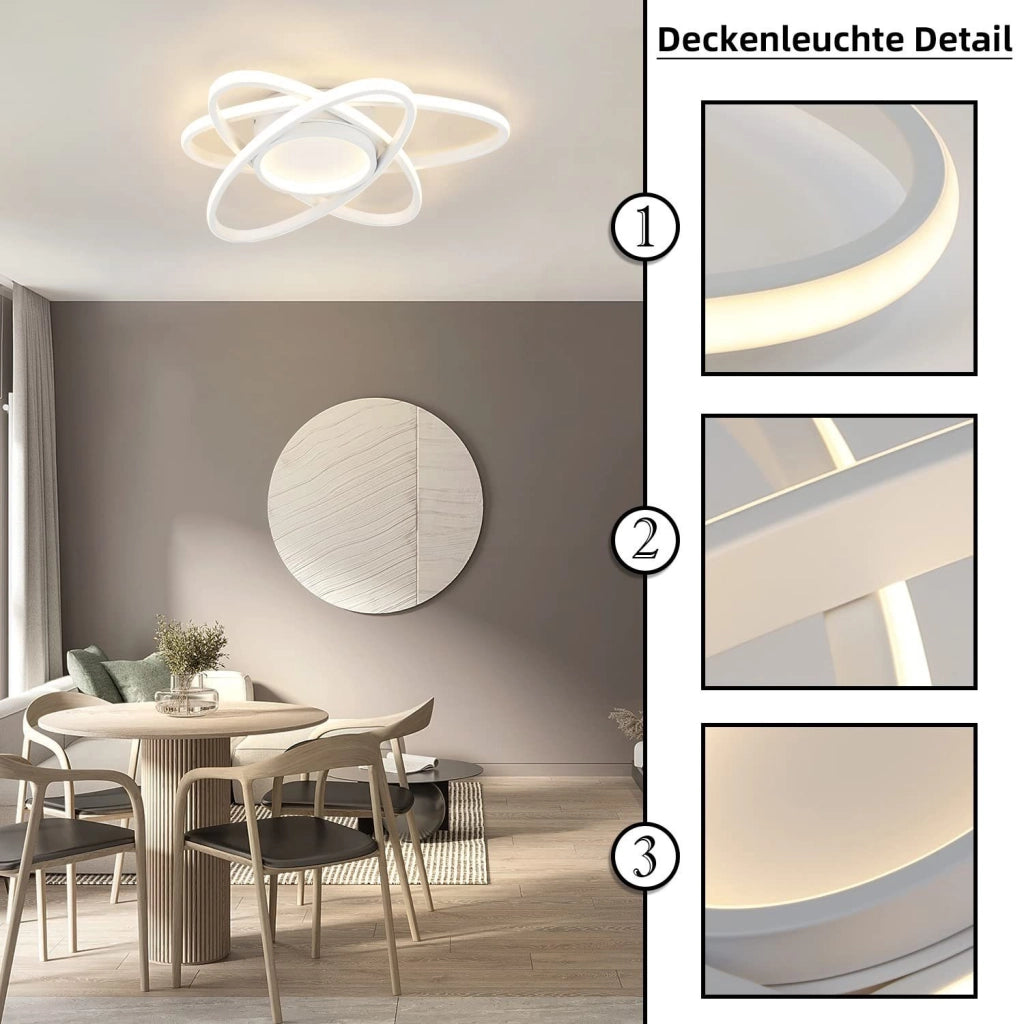ZMH Lampada da soffitto LED dal design moderno per soggiorno con 3 lampade ovali 3000-6500K con telecomando