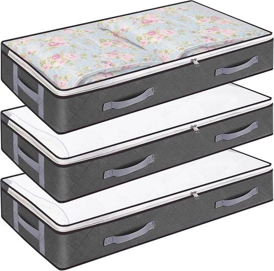 3 Pcs Scatole di Stoccaggio per Sotto Letto - Scatole di Stoccaggio per Abiti - Scatole di Stoccaggio per Sotto Letto - Scatole di Stoccaggio per Sotto Letto - Scatole di Stoccaggio Pieghevoli per Abiti - Coperte - Piumoni di Letto