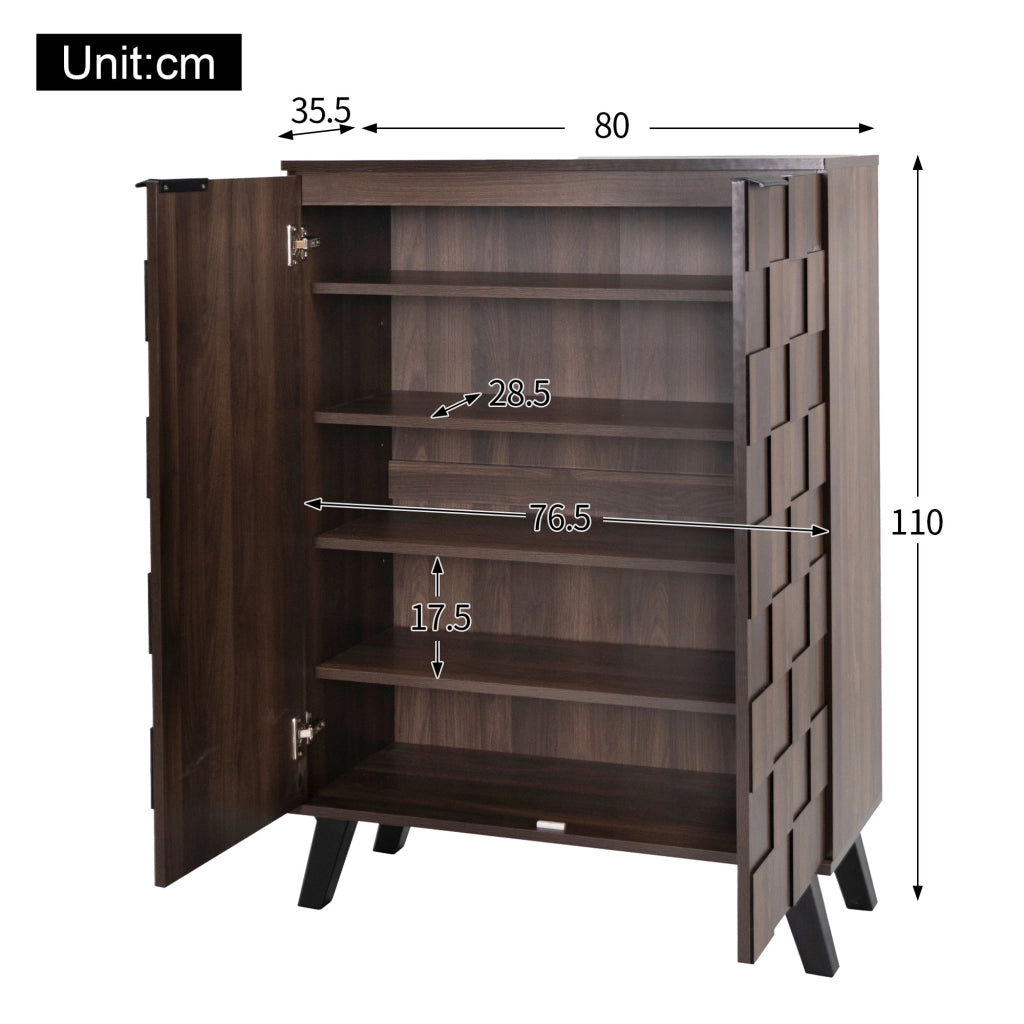 OKWISH Scarpiera con 2 Ante, 5 Scomparti e 4 Ripiani Regolabili, per Ingresso o Camera, 80 x 35.5 x 110 cm