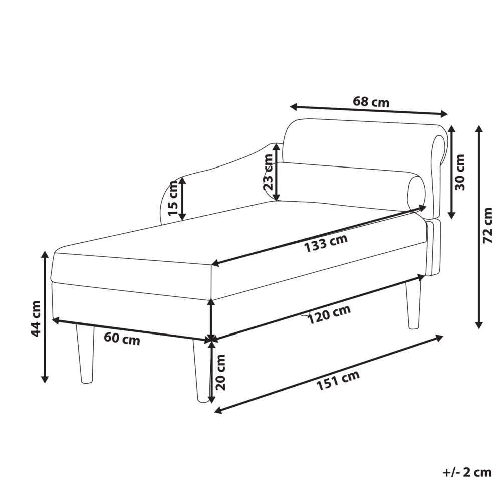 Chaise longue destra in tessuto verde imbottita con cuscino Gambe in legno facili da pulire Soggiorno moderno