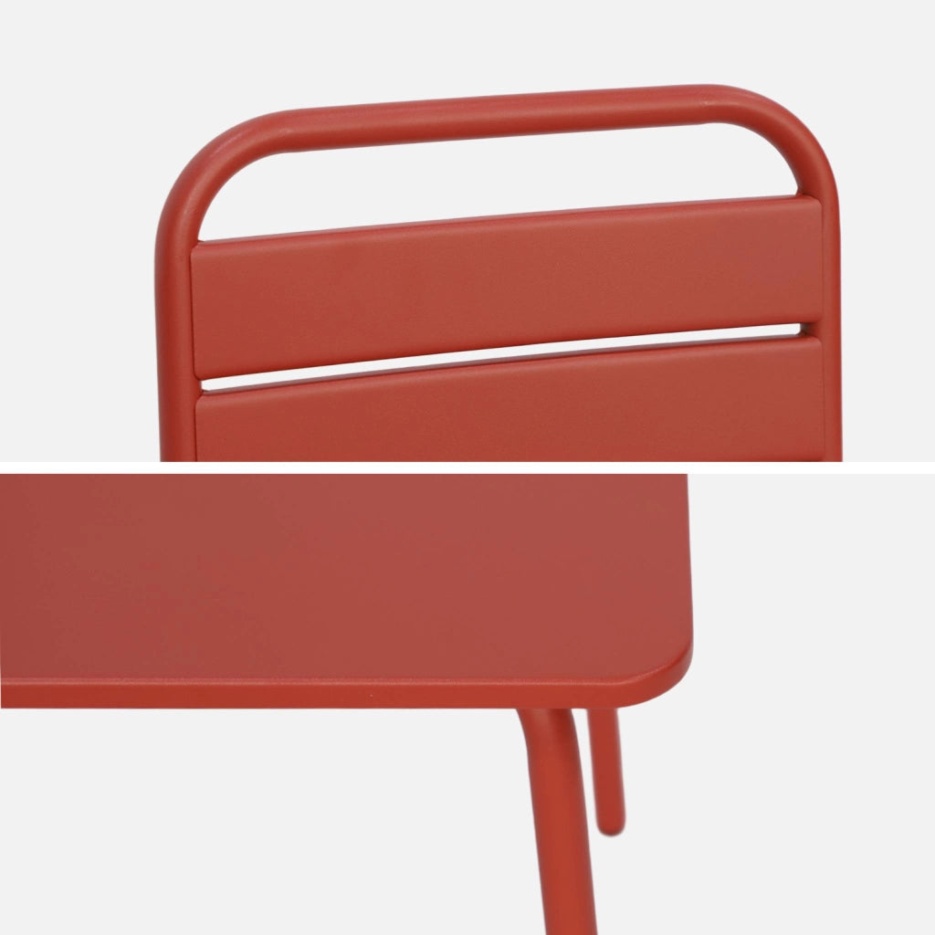 Set tavolino in metallo per bambini e 2 sedie, terracotta