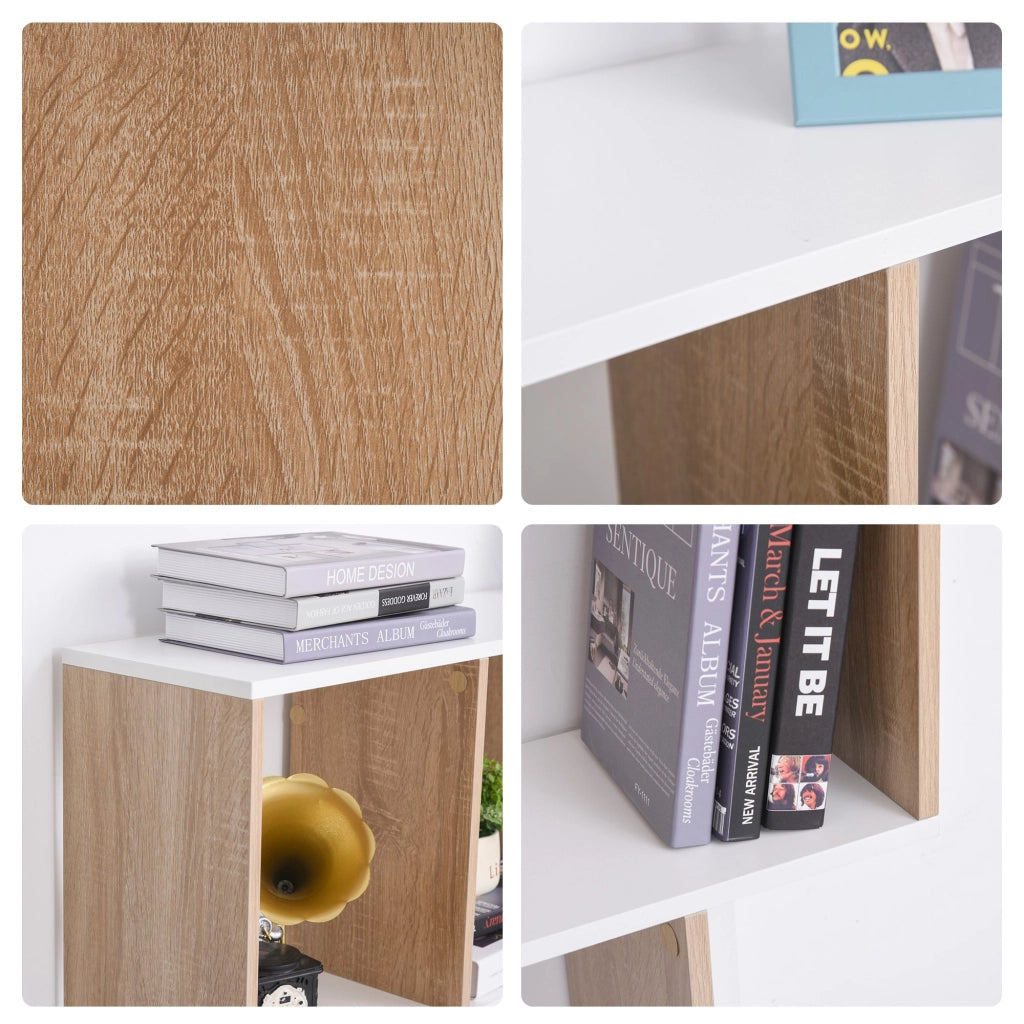EasyComfort Mobile Libreria a 8 Ripiani per Soggiorno e Camera da Letto, in Legno, 100x27x124 cm, Rovere e Bianco