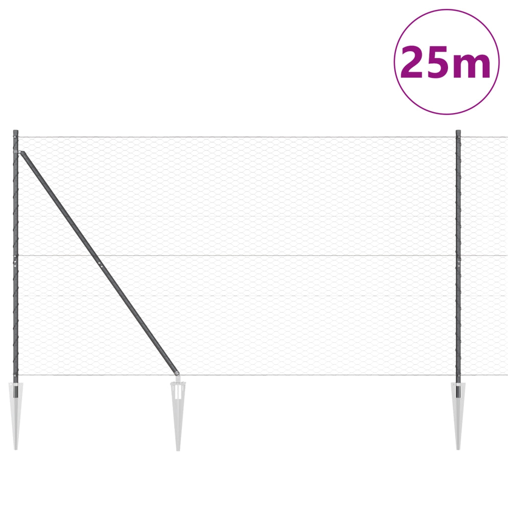 Recinzione Esagonale  Grigia 1.6x25 m Acciaio