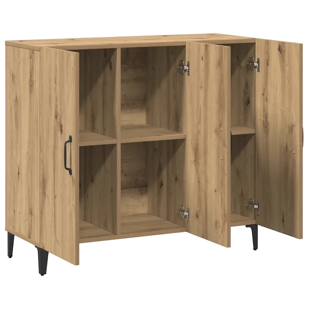 Credenza Rovere Artigianale 90x34x80 cm in Legno Multistrato 856893