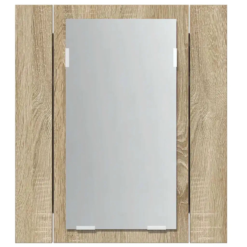 Armadietto a Specchio con Luci LED Rovere Sonoma in Acrilico 804951