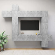 Set Porta TV 9 pz Grigio Cemento in Truciolato cod mxl 64431