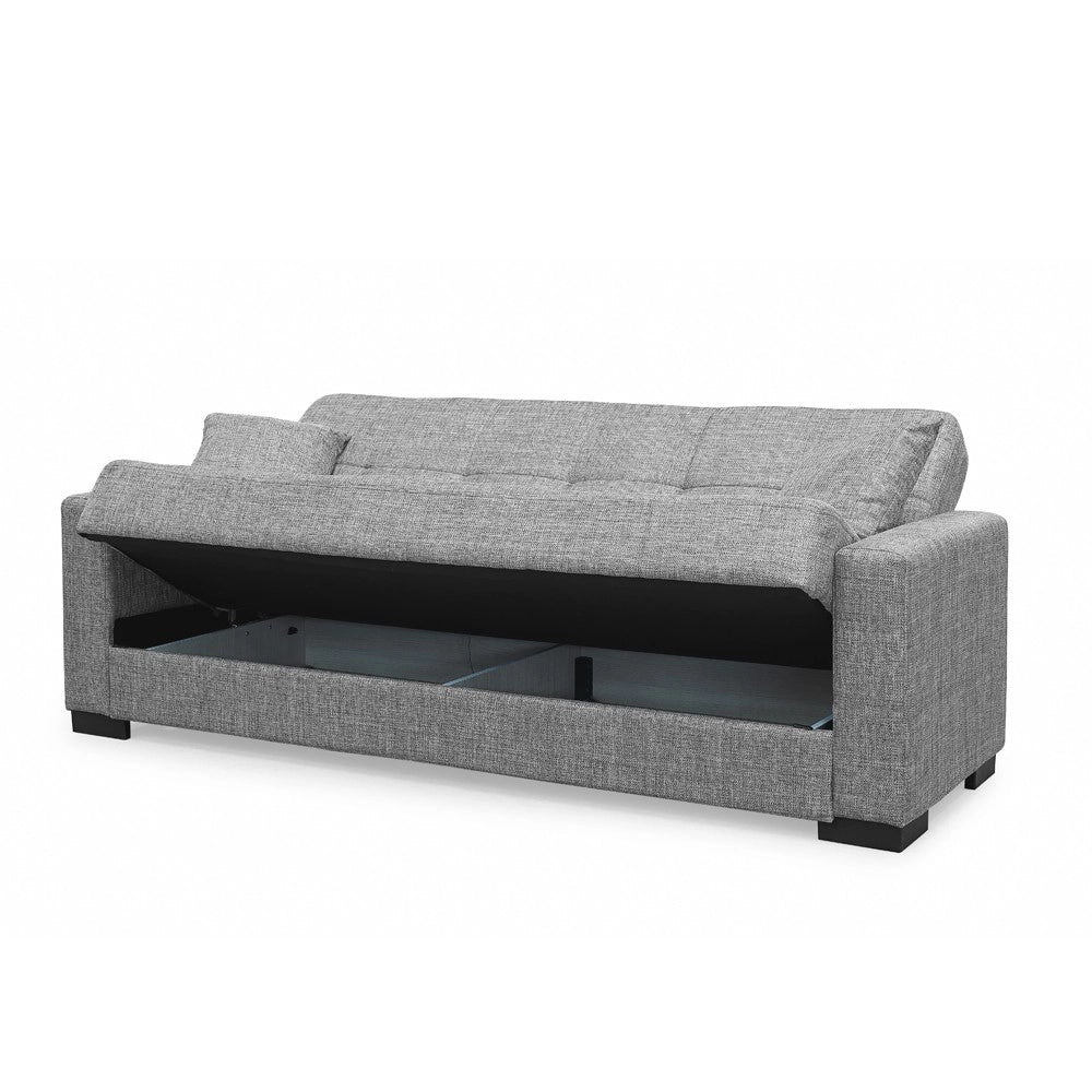 Divano 3 posti funzione letto contenitore NewMalpensa in tessuto grigio 225x88x94h