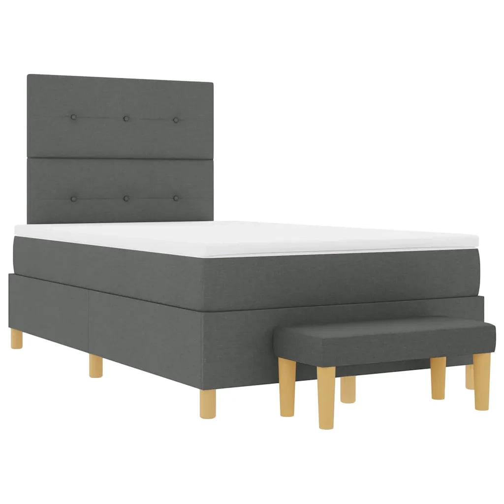 Letto a molle con materasso Grigio scuro 120 x 190 cm Tessuto 3344283