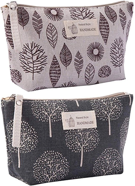 Borsa per il Trucco in Canapa con Chiusura a Cerniera - Borsa Multifunzionale - Borsa in Coton Durevole - Borsa a Mano con Disegno Artigianale - Ideale per Cosmetici e Piccoli Oggetti - Borsa per Cosmetici