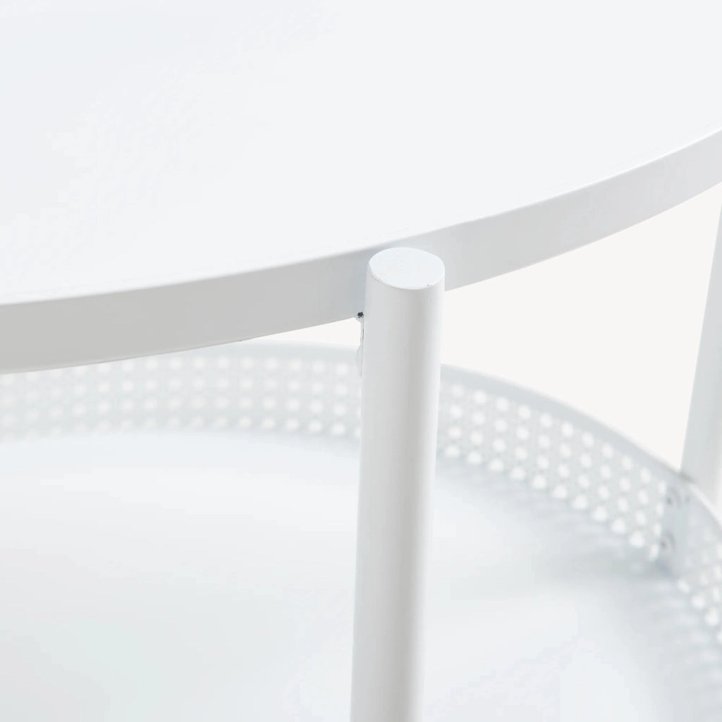 Tavolino da caffè Jäller con Doppio Ripiano e Bordi 66x51x44 cm Bianco [en.casa]