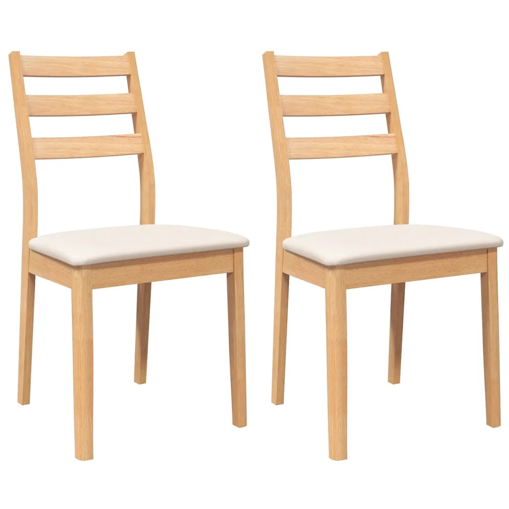 Sedie da Pranzo con Cuscini 2 pz Naturale Legno Massello Hevea 4102517