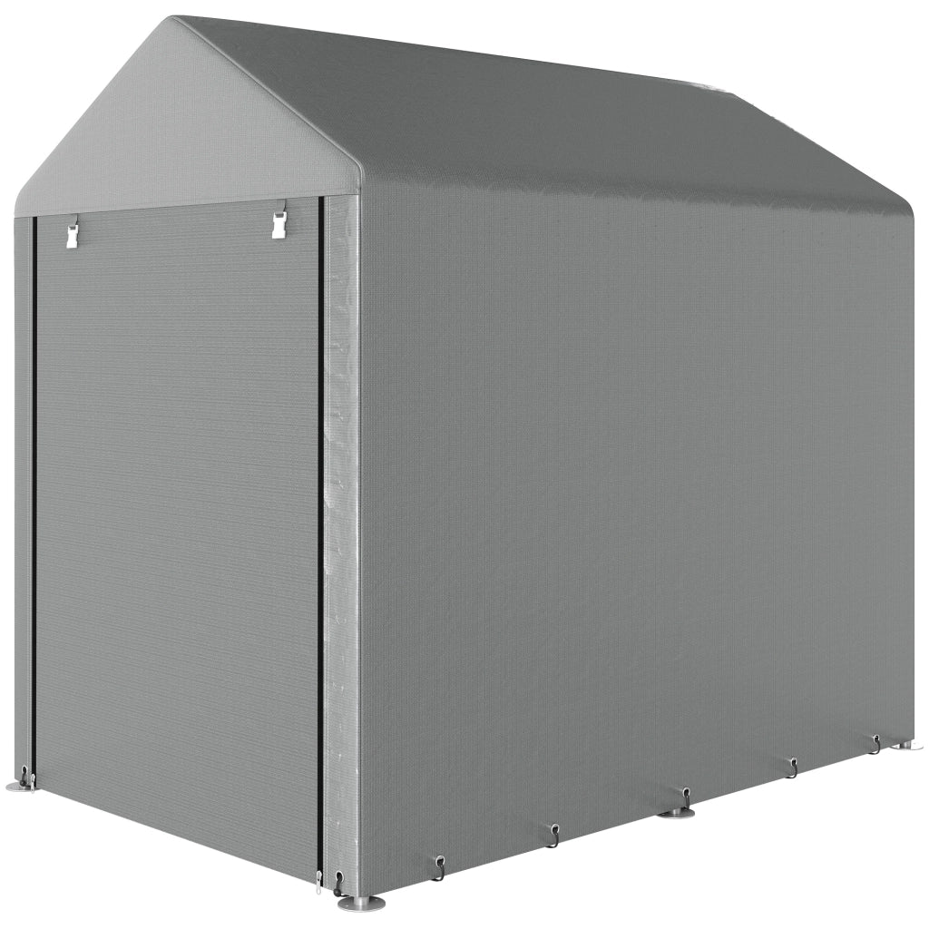 Capanno Attrezzi Tenda Garage con Copertura Anti UV e Telaio in Metallo, 120x179x165cm, Grigio Chiaro
