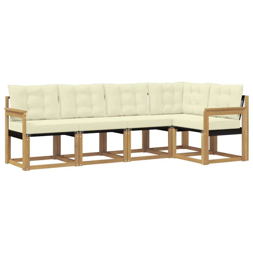 Set di divani da esterno con cuscino 5 pcs Bianco e Crema 3389468