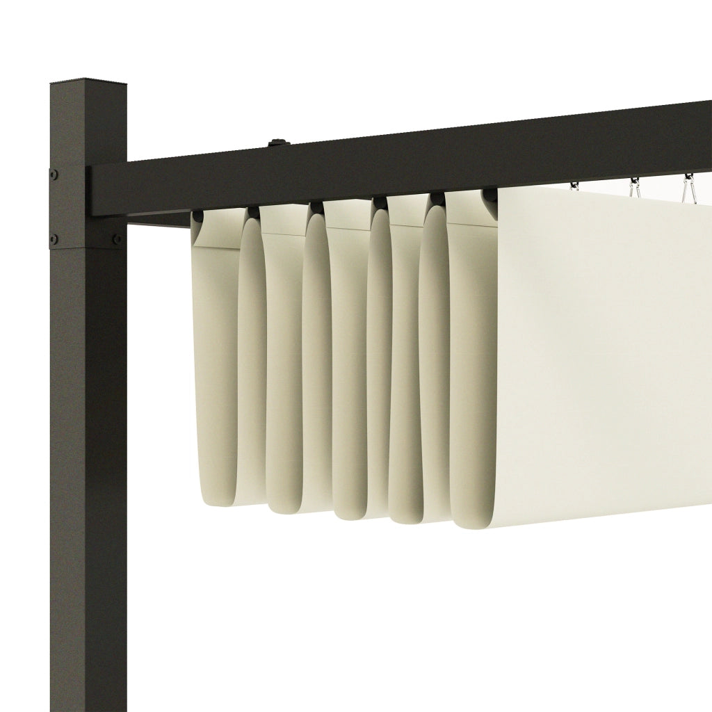 Gazebo Pergola 3x3 m ¨C zephmum ¨C Tettuccio Retrattile, Poliestere, Bianco Crema
