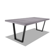 Tavolo da pranzo in legno e metallo con piedi trapezoidali neri - 220x100 cm