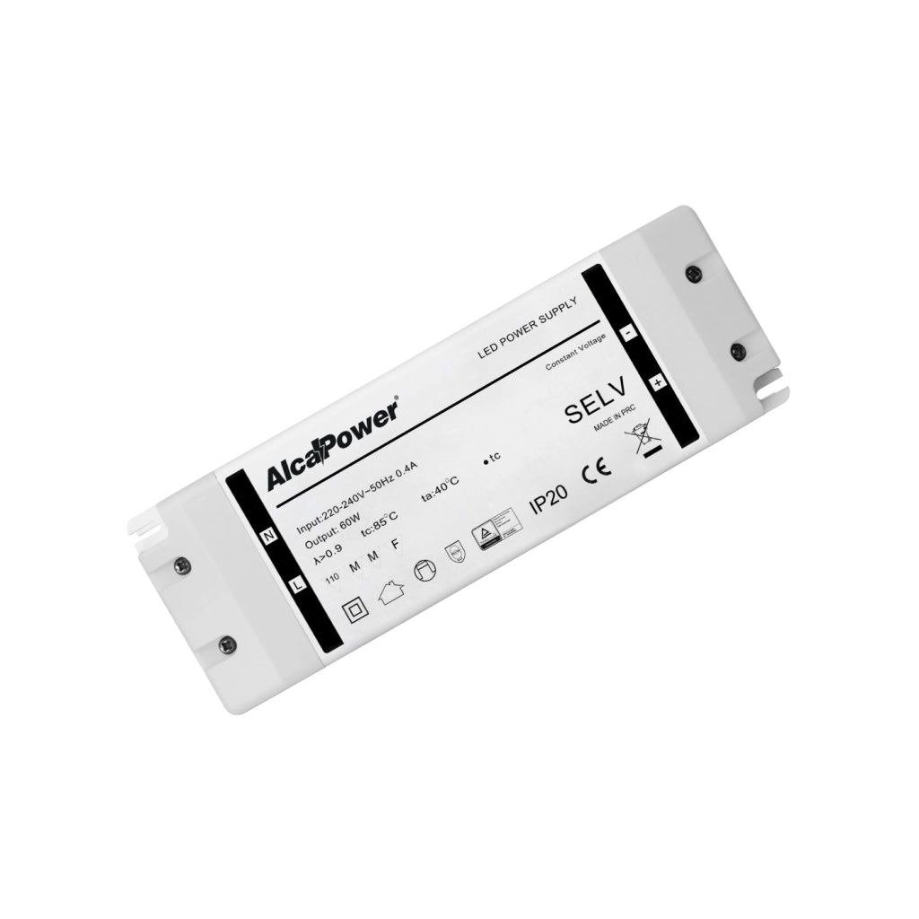 Alcapower Alimentatore Switching IP20 24V 60W 2.5A per Illuminotecnica, Convertitore di tensione a profilo ribassato per installazioni professionali