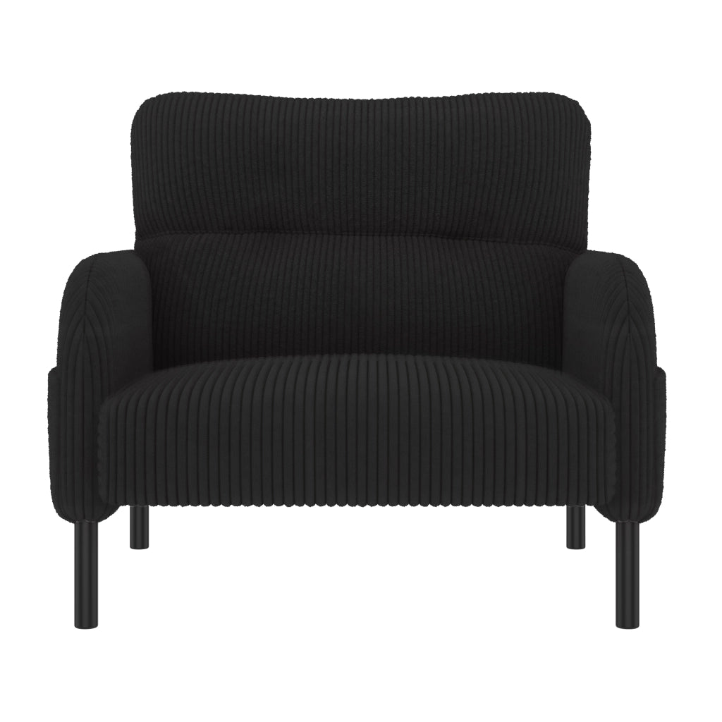 Poltrona 67x75x79 cm con tasca laterale in velluto a coste nero