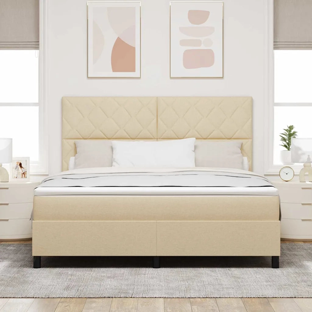 Letto a molle con testiera Crema 180 x 200 cm Tessuto 3339488