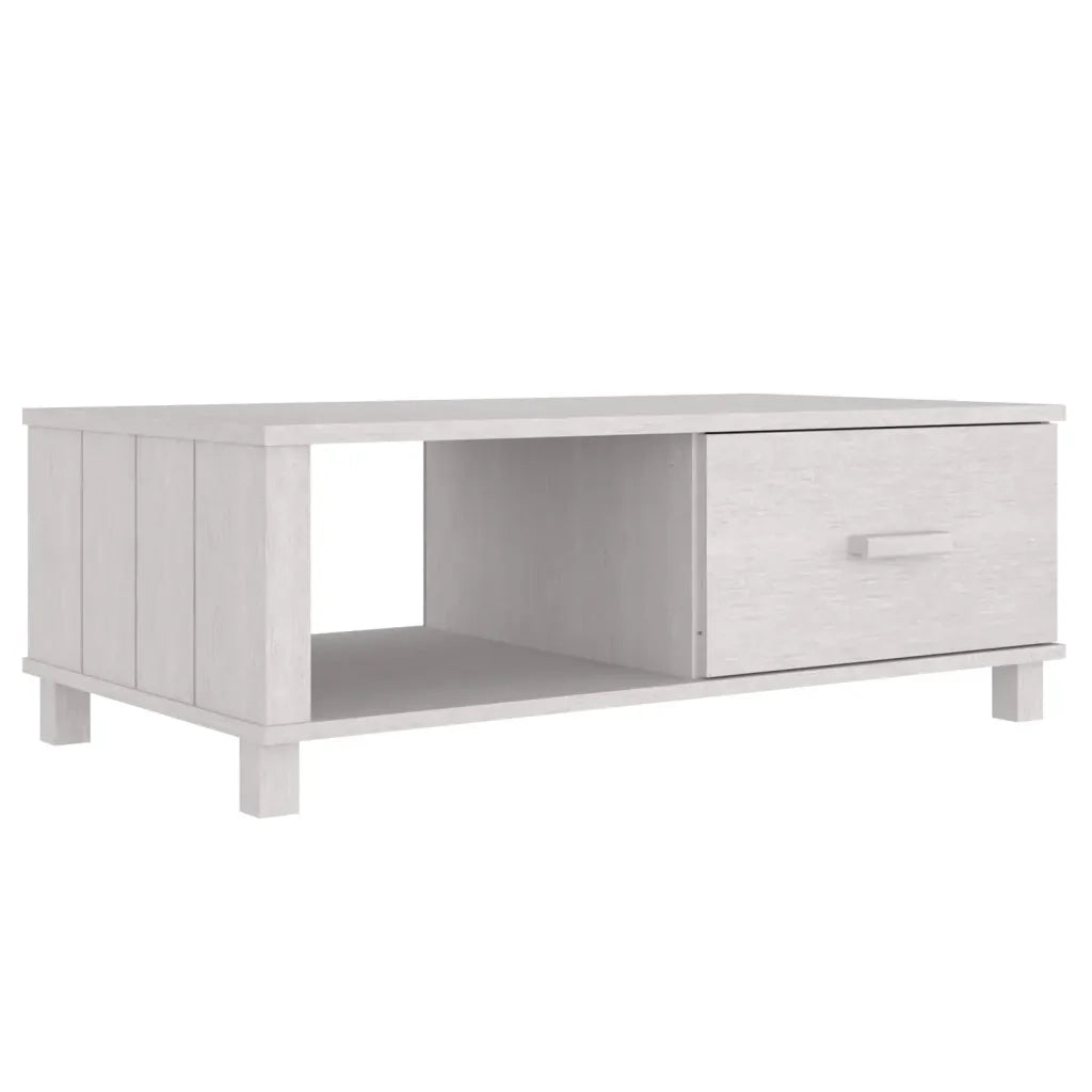 Tavolino da salotto | Tavolino da caff¨¨ | Tavolino da Soggiorno HAMAR Bianco 100x55x35 cm in Legno Massello di Pino