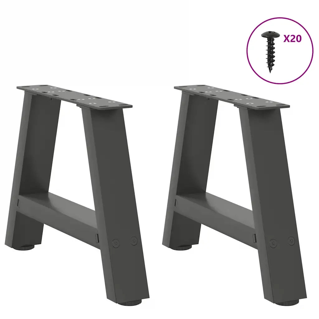 vidaXL Gambe per Tavolino da Caffè a Forma di A 2 pz Antracite 40x(30-31) cm Acciaio
