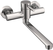 Valvola di scarico per vasca da bagno da parete, 360° giratoria, rubinetto a singola maniglia in acciaio inox, freddo e caldo