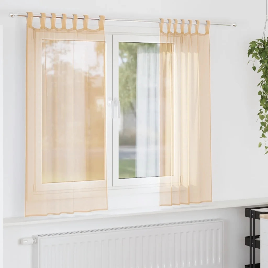 Tende in Voile con Tasche per Aste 2 pz Sabbia