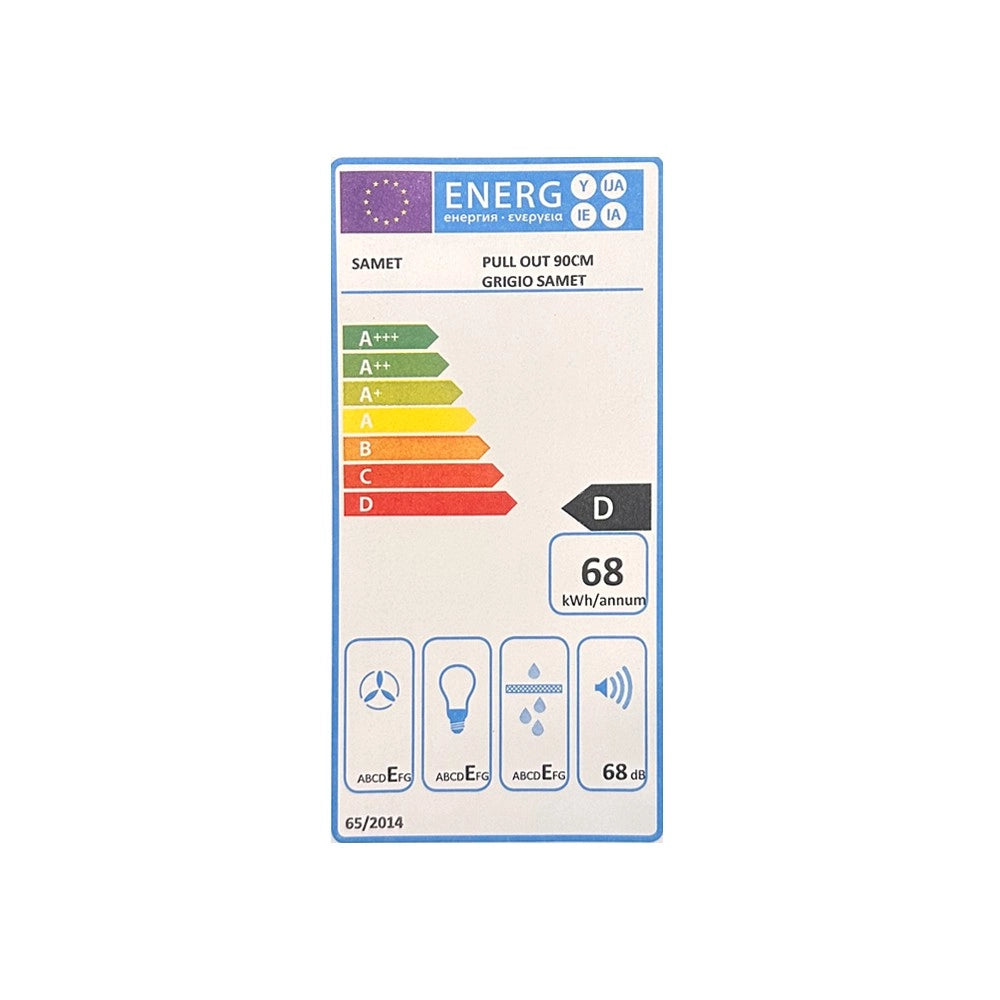 Samet, Cappa Aspirante da Incasso 90 cm Estraibile con Luce LED e Potenza 300 m³/h, Colore Alluminio, 90x30x15 cm