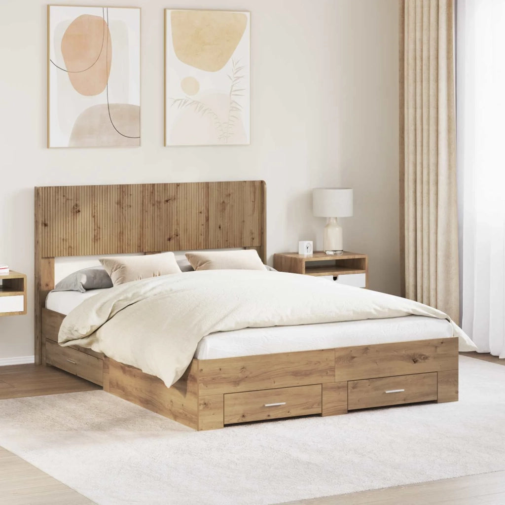Struttura del letto con stoccaggio e testata Rovere Artigianale 3414498