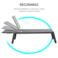 Lettino Prendisole da Giardino 169x65x102 cm  UV Nero e Grigio